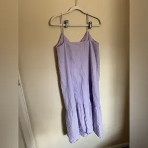 ZARA Cotton Midi‎ Dress Sz Medium Pastel Purple Lavender Strappy Tiered Flowy thumbnail 4