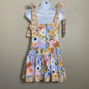Madewell x Aqua Bendita Joaquina Mini Dress XS Colorful Ruffle Feminine Bow thumbnail 2