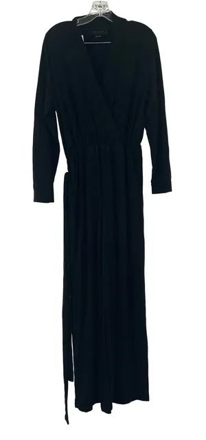 HATCH Jumpsuit Black Maternity Long Sleeve Wrap Neck Wide Leg Size 2 lounge cozy thumbnail 1