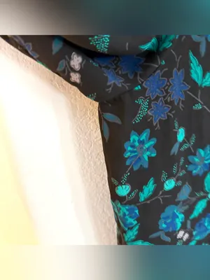 Ann Taylor Womens Shirt Blouse Blue Green Floral Long Sleeve Button Up Large thumbnail 7