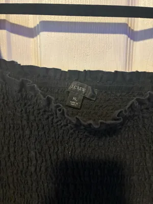 J. Crew Black Smocked Square-Neck Midi Dress with Side Slit thumbnail 5