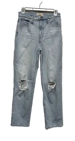 Madewell The Perfect Vintage Straight Jean Womens 26 Distressed Light Blue Denim thumbnail 1