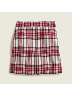 NWT J. Crew Nello Gori Inverted Pleated Mini Skirt Red Vintage Plaid Wool 00 thumbnail 3