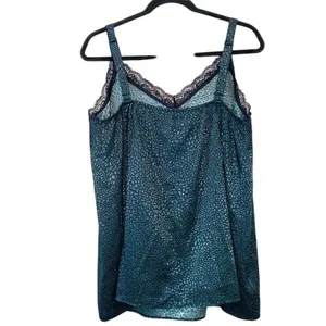 Lane Bryant Size 12 Teal Speckled Cami Tank‎ Top Lace Trim thumbnail 4