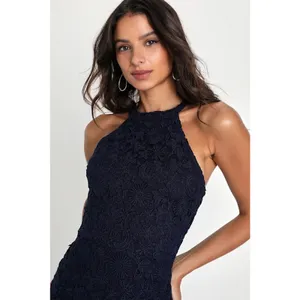 Lulus Love Poem Navy Blue Lace Mini Dress Party Cocktail Romantic Medium NWT thumbnail 3