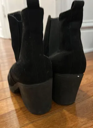 Suede Black Booties Size 8 thumbnail 3
