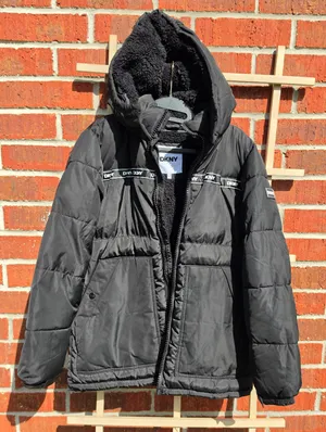 DKNY Puffer Black Sherpa Lined Jacket XL thumbnail 1