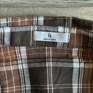 Women's Brown Plaid Button-Down Shirt Dress thumbnail 2