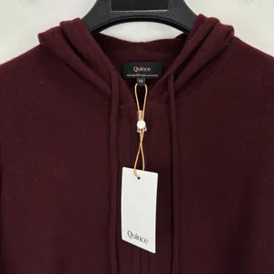 Quince Mongolian Cashmere Full Zip Hoodie Sweater Rich Burgundy Womens XS NWT thumbnail 8