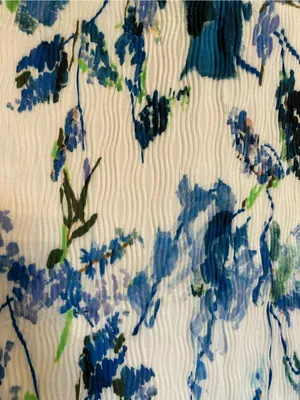 Floral Pleated Midi Skirt in Blue and White xl thumbnail 3