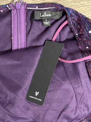 Lulus Purple Metallic Rhinestone Bodycon Mini Dress Size L NWT thumbnail 5
