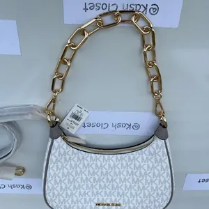 Michael Kors Bright White Cora Shoulder Handbag Crossbody Medium Pouchette thumbnail 5