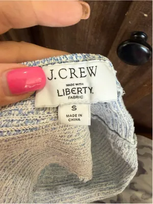 Women's J.Crew Liberty Fabric Halter Crop Top Blue White Size S thumbnail 4