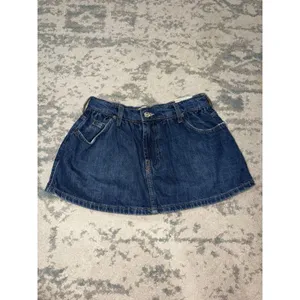 We The Free Denim Micro Mini Skirt Size 25 Dark Wash Built-In Shorts thumbnail 2