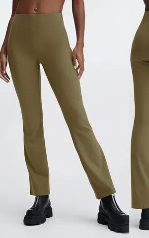 NWT Fabletics 24/7 Olive‎ Green Ponte Kick Flare Pant (TALL) thumbnail 1