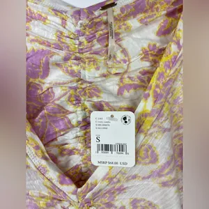 Free People Say The Word Ruched Floral Top Small NEW thumbnail 5