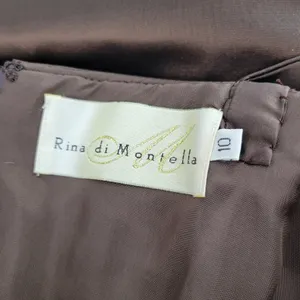 Rina di Montella Silk Jacket Dress 2 Pc 10 Brown Trumpet Tiered Mother of Bride thumbnail 16