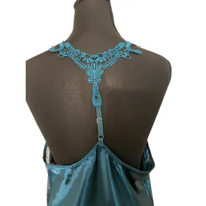 Avidlove Teal Lace Satin Slip Dress‎ Nighty Lingerie Nightgown Large Sexy Club thumbnail 4