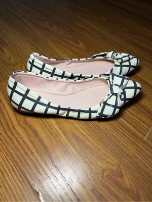 Kate Spade "Suki" Leather Plaid Bow Flats Preppy Minimalist Size 7 thumbnail 3