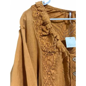 Free People Mae Tunic Top Ruched Pleated Blouse Russet Orange Women's Size XS‎ thumbnail 7