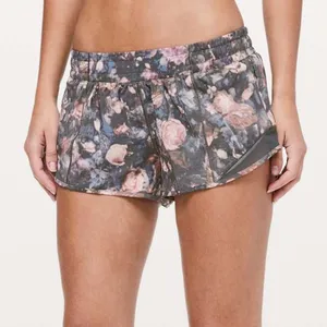 Lululemon Shorts Womens 4 Black Hotty Hot Low Rise Lined Floral Running Workout thumbnail 1