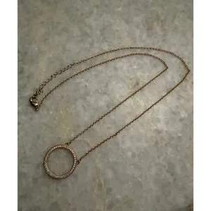 Adornia Swarovski Crystal Circle Pendant Necklace 14K Gold Plate thumbnail 5