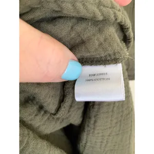 bobi olive‎ green V-neck gauze cotton shift dress size small thumbnail 3