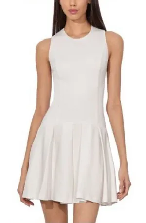 Alice and Olivia Adley Pleated Drop Waist Dress in size 2. Off white. thumbnail 1