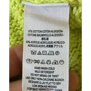 Free People Neon Green Open Knit Sweater XS Long Sleeve V Neck Cotton Blend thumbnail 3