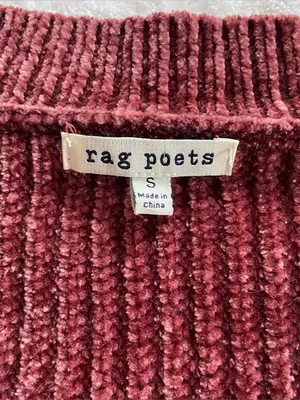 Rag Poets Burnt Maroon Knit V Neck Sweater size S thumbnail 3