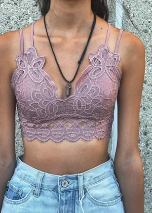 Dusty Blush Lace Bohemian Bralette thumbnail 1