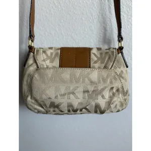 Michael Kors Small Signature Series Crossbody Tan Logo‎ Canvas Brown Leather thumbnail 5