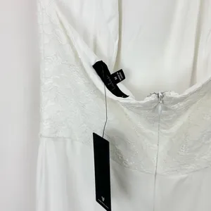 Lulus Love Speaks White Lace Halter Maxi Romper Wedding Bridal Medium NWT thumbnail 10