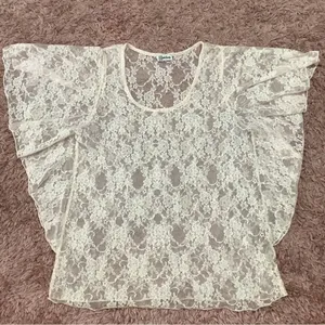 Rock‎ Candy Coquette Pastel Pink Lace Sheer Ruffle Blouse Size Small thumbnail 2