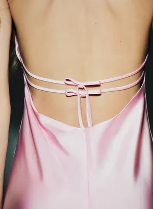 Pink Silk ZARA Dress Long thumbnail 2