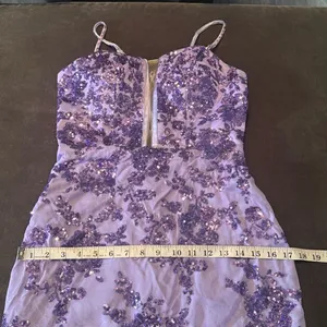 SOLD Purple Mermaid Fit Prom Party Dress Sparkly Sequins Lace Up Back Size 2 thumbnail 11