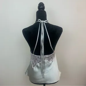 Zara Women's XL Camisole Silver Pastel Pink Dainty Lace Trim Y2K Whimsical Fairy thumbnail 2