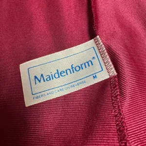 Maidenform Vintage Made in USA Union Made Lace Satin Nightgown Burgundy Medium thumbnail 6