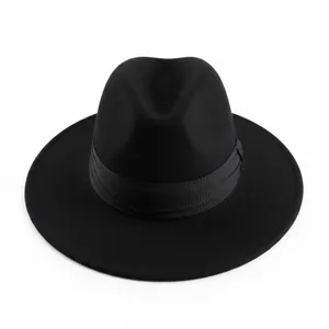 Zara Accessories Black Wool Blend Wide Brim Fedora Hat‎ Size Medium 58cm Pinched thumbnail 2