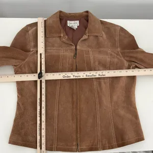 Live a Little Brown‎ Suede Moto Jacket Women's Size L Zip Front thumbnail 6