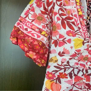 Farm Rio size XS romantic orchard tiered midi dress pink red white thumbnail 9