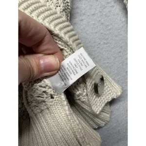 EVEREVE Cable Knit Cardigan XS 100% Cotton V-Neck Sweater Cream Preppy Fisherman thumbnail 4