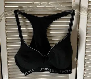 Medium jenifer sport cotton black sports bra thumbnail 1