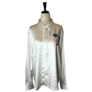 Boys Lie Shirt Women Medium White Satin Collared Button Down Bridezilla Top NWOT thumbnail 3
