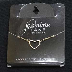 NWT Jasmine Lane Fashion Open Heart Twisted Curb Chain Necklace Gold Yellow 16" thumbnail 1