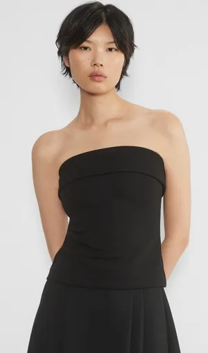 Aritzia Babaton FigureKnit Eyecatcher Black Tube Top Blouse L thumbnail 1