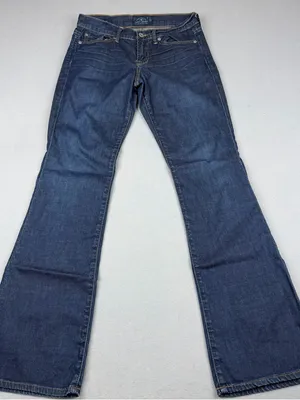 Lucky Brand Sweet N Low Jeans Womens 4/27 Low Rise Flare Y2K Dark Wash 33" thumbnail 1
