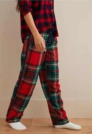 Aerie Pajama Pants Plaid Cotton Lounge Sleep Red Green Blue thumbnail 1