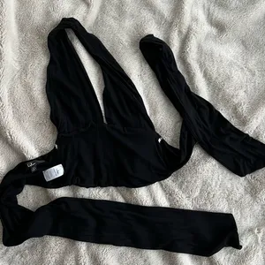 Vacation Bliss Black Halter Wrap Crop Top thumbnail 4
