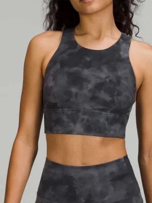 lululemon athletica wonder train‎ long line Sports Bra - Charcoal Tie-Dye 4 thumbnail 1